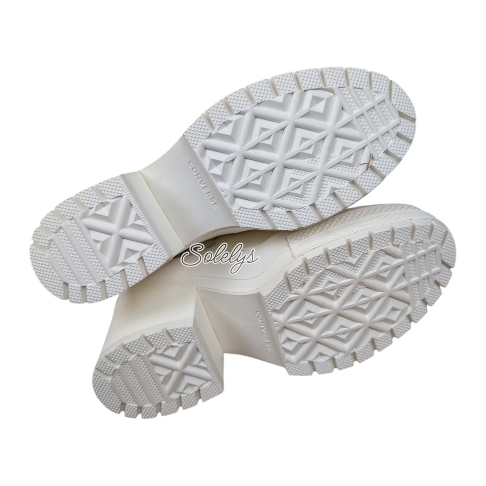 Converse Chuck 70 De Luxe Heel Leather White Egret Silver Sneaker Boot Womens 8 - Picture 7 of 10